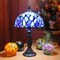 Blue Pedestal Tiffany Stained Glass Shade & Lamp Base - Perfect for a Living Room, Bedroom, Office, & More
